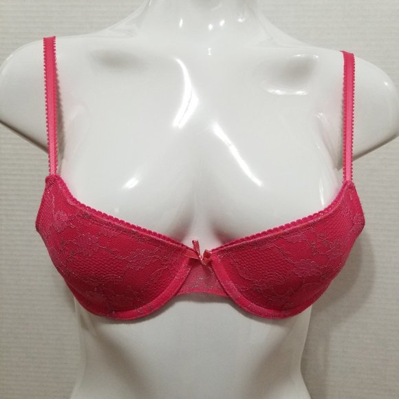 Xhilaration bra 34A Push-Up metallic floral lace sheer wings j hook convertible - Picture 1 of 14